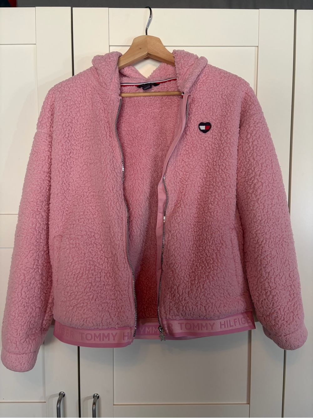 Tommy Hilfiger Girls Pink Sherpa Hoodie Jacket W